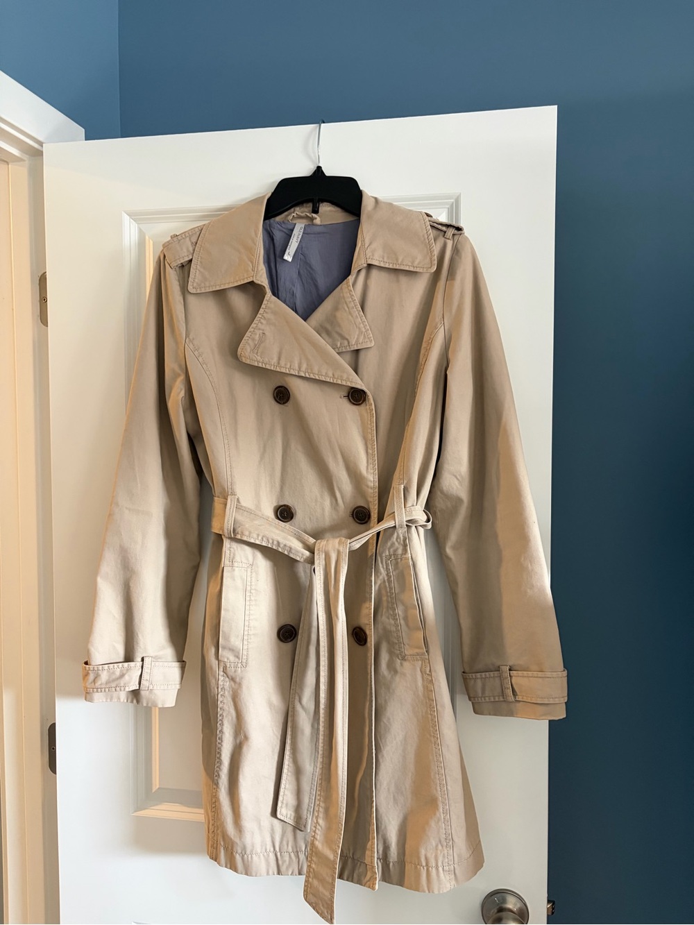 Old Navy Beige Double-Breasted Trench Coat with Belt